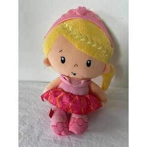 Fisher Price Princess Ballerina 11" Plush Doll Chime Rattle Pink Dress 2014 Toy